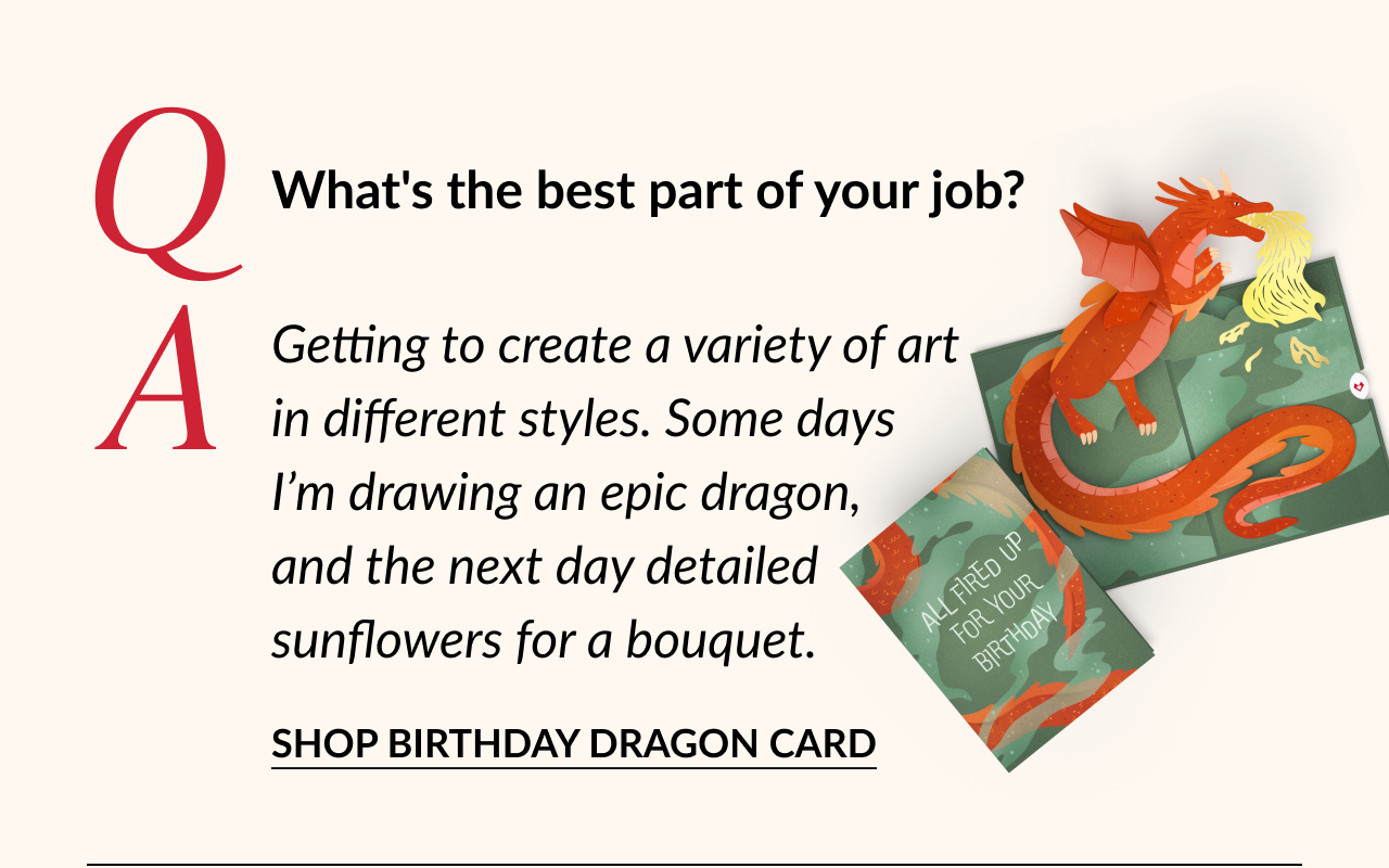 Birthday Dragon pop-up card with fiery red dragon design