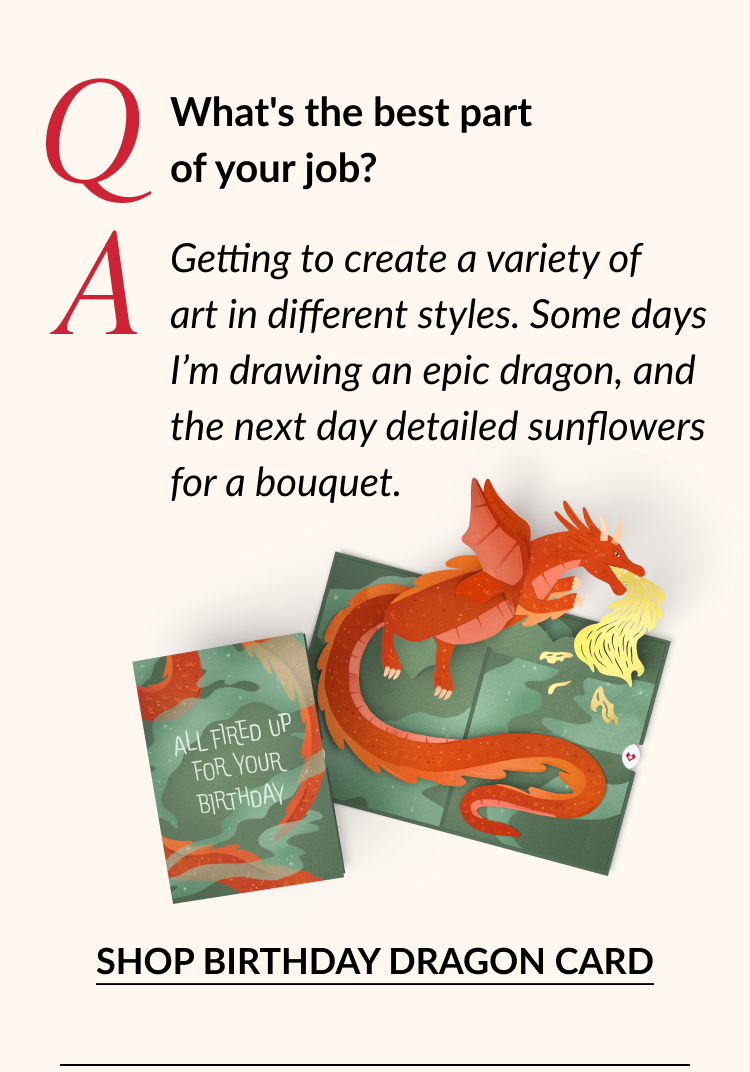 Birthday Dragon pop-up card with fiery red dragon design
