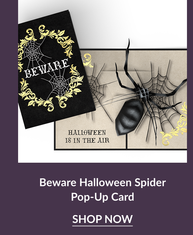 Beware Halloween Spider pop-up card with large black spider and webs