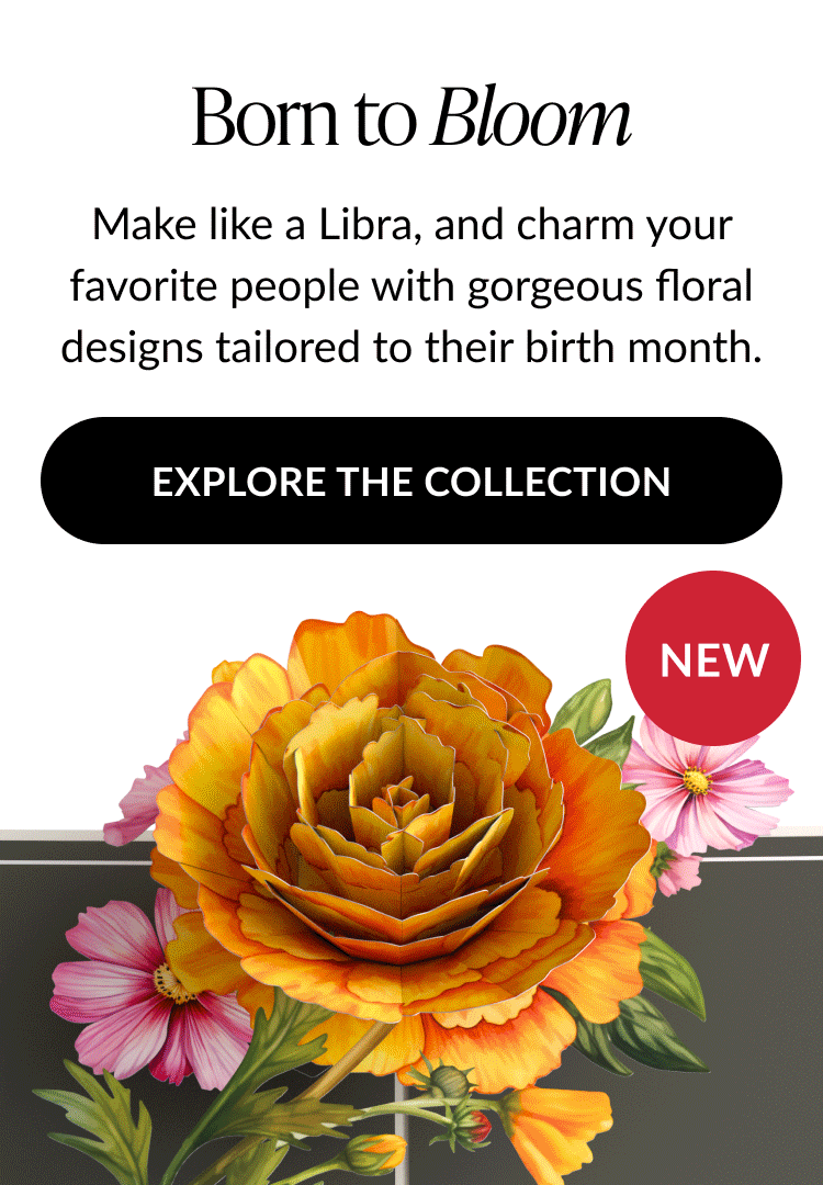 Born to Bloom Orange and pink floral pop-up bouquet for Libra season