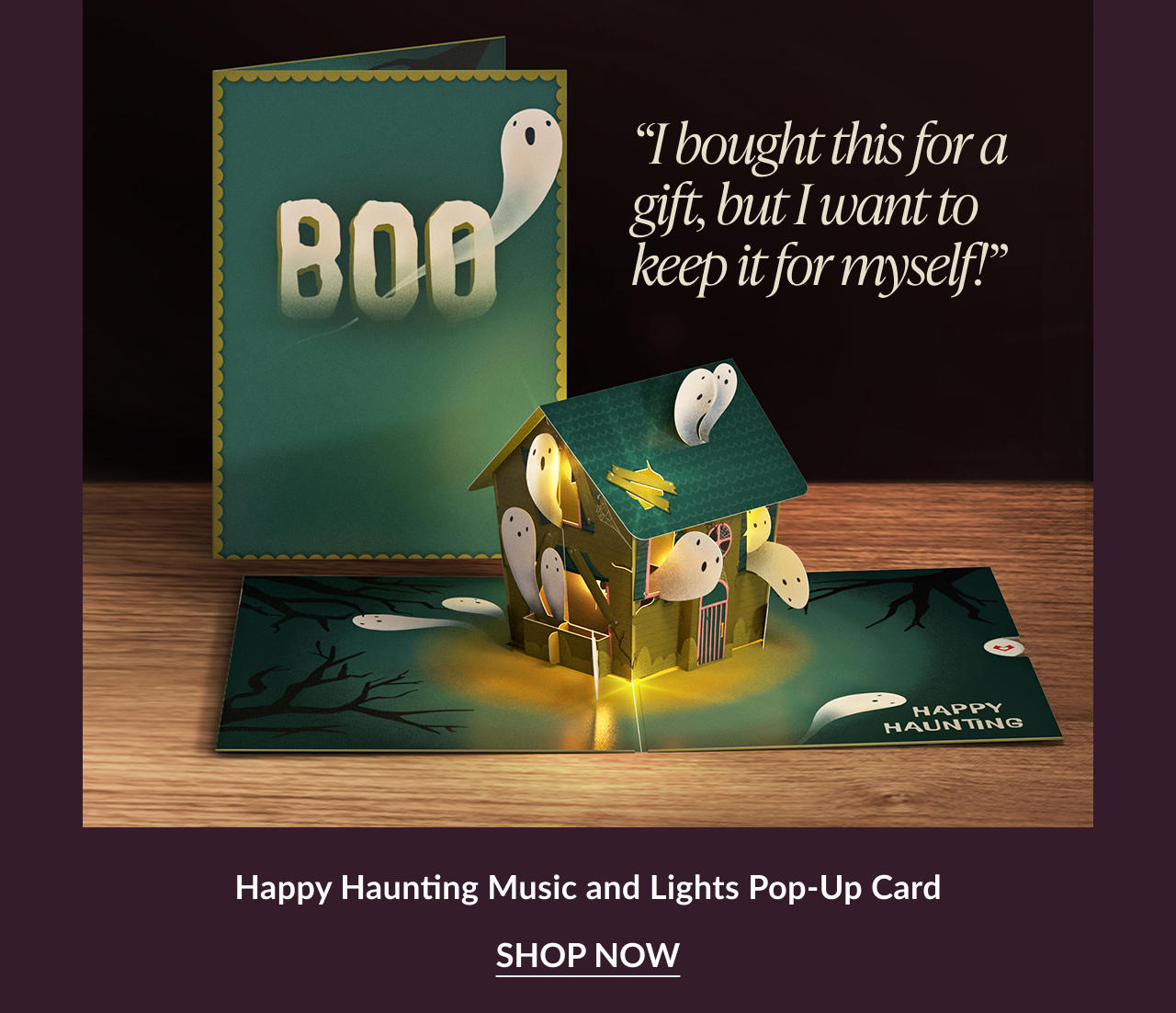 Halloween candlelight light-up pop-up card with moths