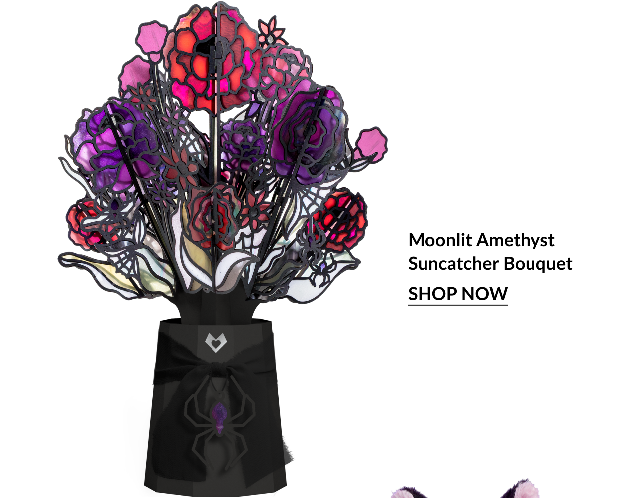 Moonlit Amethyst Suncatcher Bouquet with purple and red flowers. Shop now.