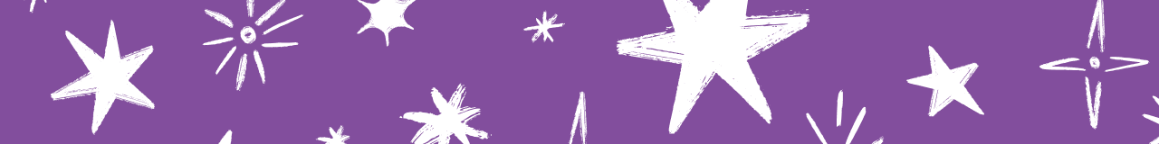 Purple banner with white hand-drawn stars