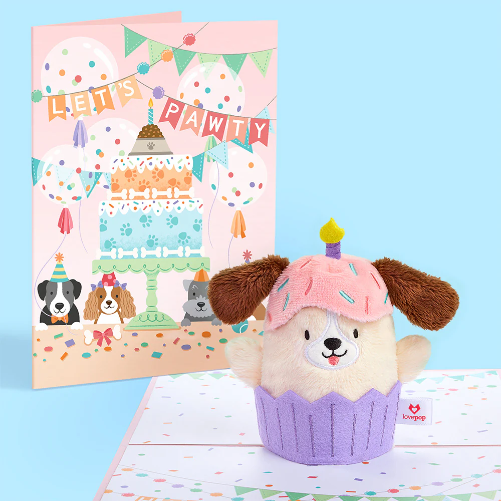 'Let's Pawty' Birthday Dog Plushpop Card