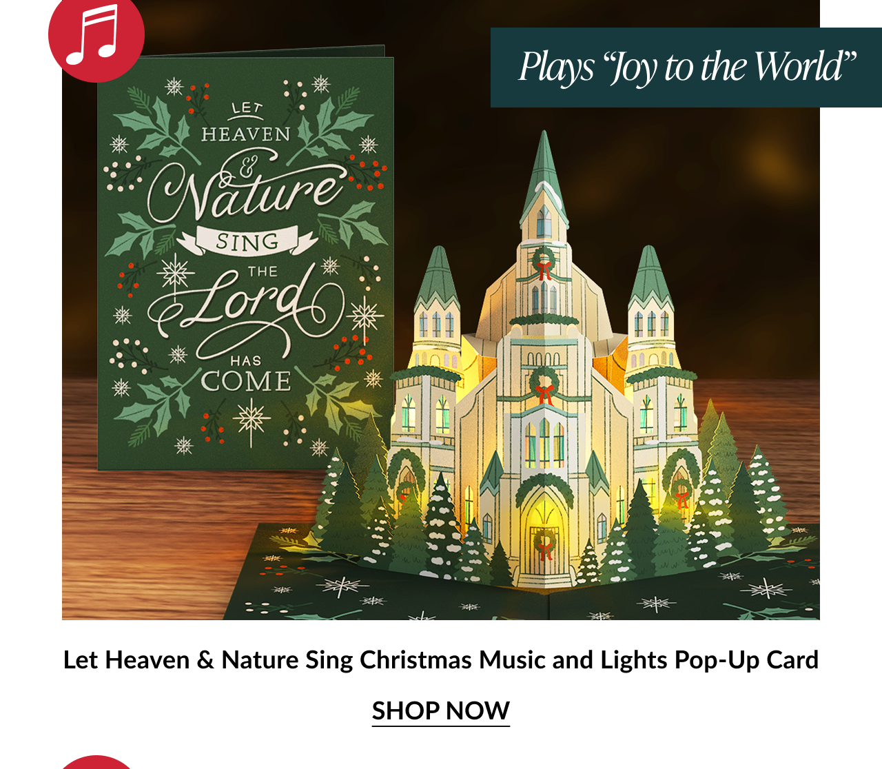 Glowing cathedral card with let heaven and nature sing cover