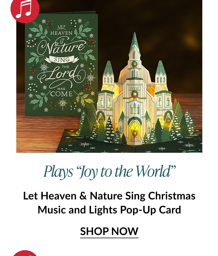 Glowing cathedral card with let heaven and nature sing cover