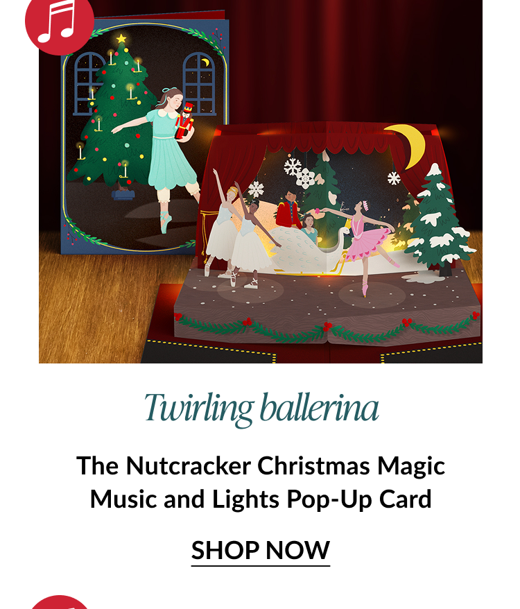 Nutcracker pop up card with ballerinas and Christmas tree