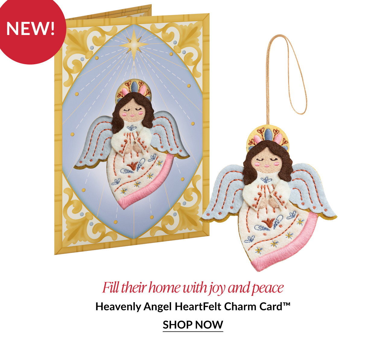 Heavenly angel card with matching ornament