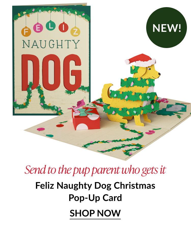 feliz naughty dog christmas pop up card