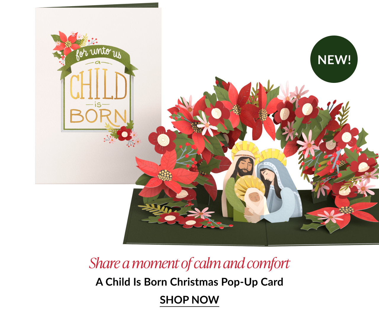 a child is born christmas pop up card