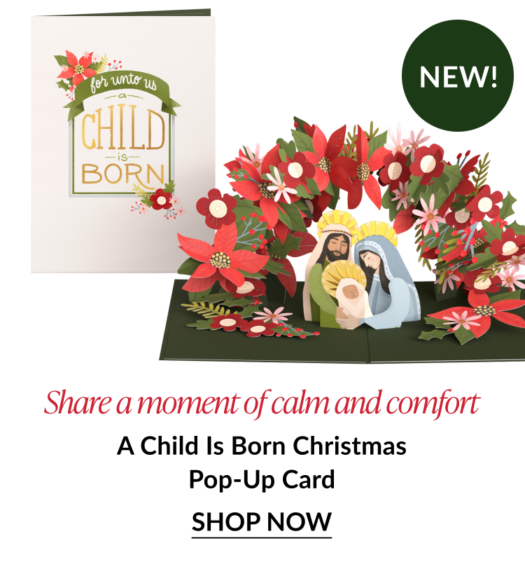 a child is born christmas pop up card