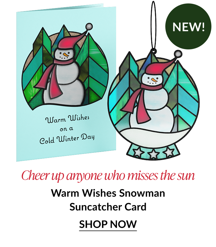 warm wishes snowman suncatcher card