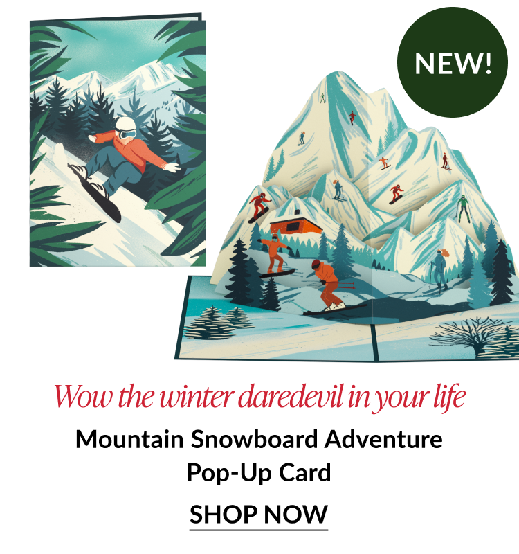 mountain snowboard adventure pop up card