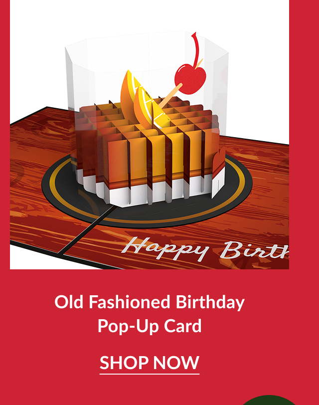 old fashioned birthday pop up card with orange slice and cherry