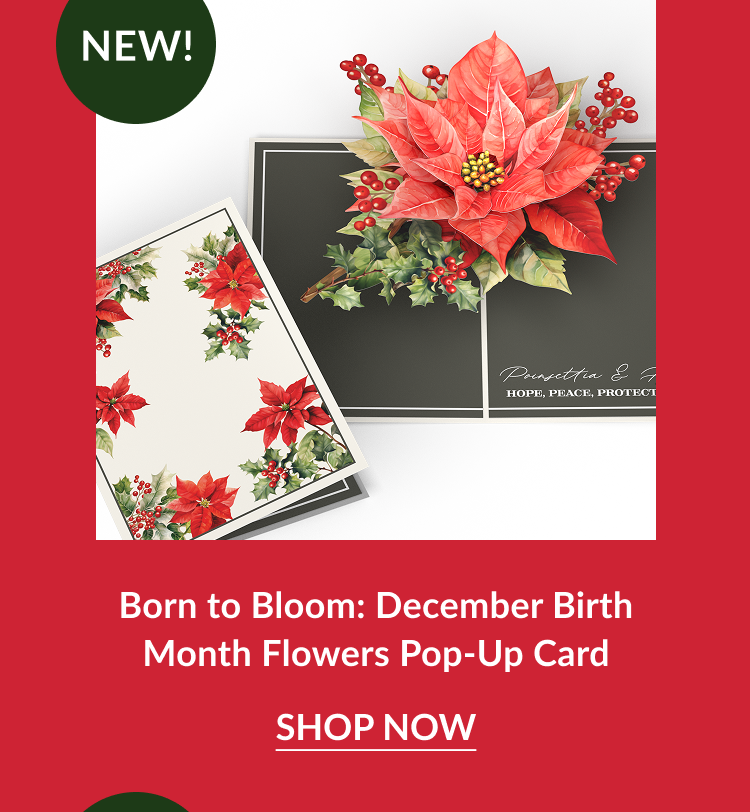 december birth month flowers pop up card