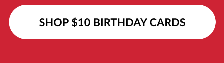 button shop ten dollar birthday cards on red background