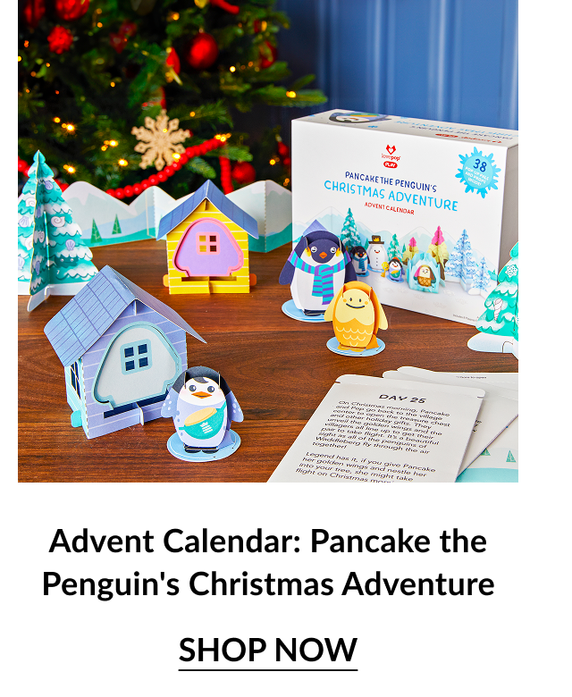 Pancake the Penguin advent calendar with mini winter pop ups