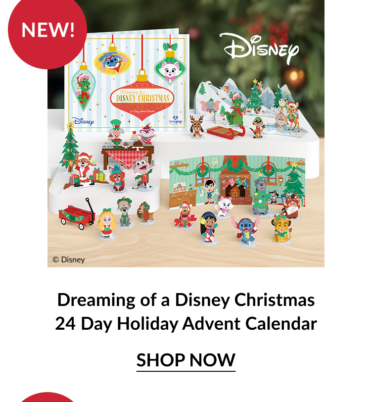 Disney themed 24 day holiday advent calendar with character scenes