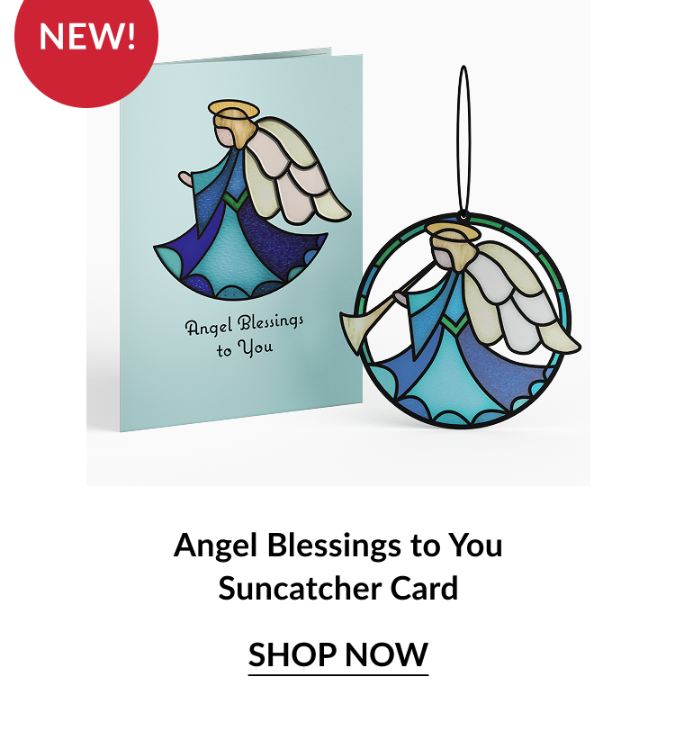 Angel blessings to you card with matching stained glass suncatcher
