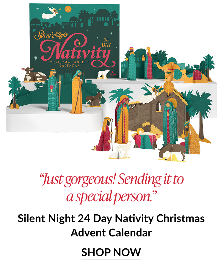 Silent Night Nativity 24 day Christmas advent calendar with pop up figures animals and Bethlehem backdrop