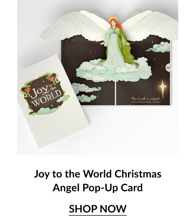 Joy to the World Christmas Angel pop up card with large angel rising above clouds
