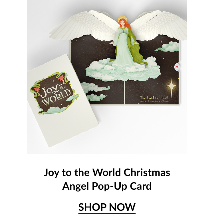 Joy to the World Christmas Angel pop up card with large angel rising above clouds
