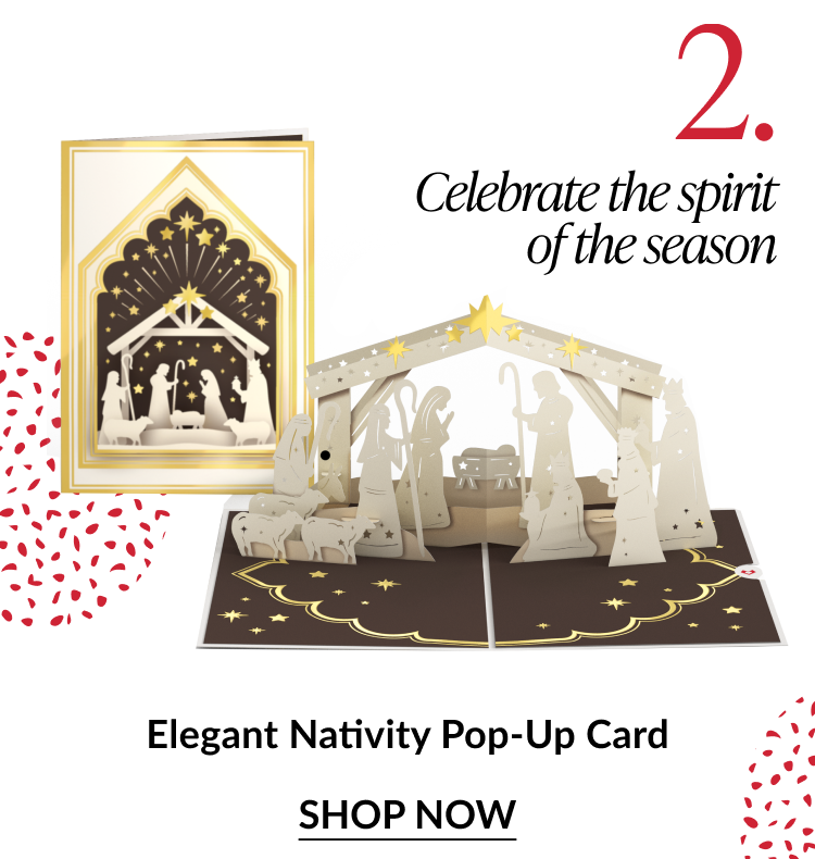 Elegant Nativity pop up card with cream and gold manger scene