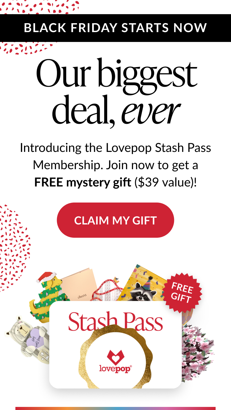 Black Friday starts now headline with free gift badge Stash Pass membership promotion and Claim My Gift button