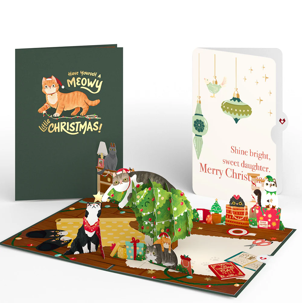 Meowy Little Christmas Cats Pop-Up Card and Sentiment Set for Daughter