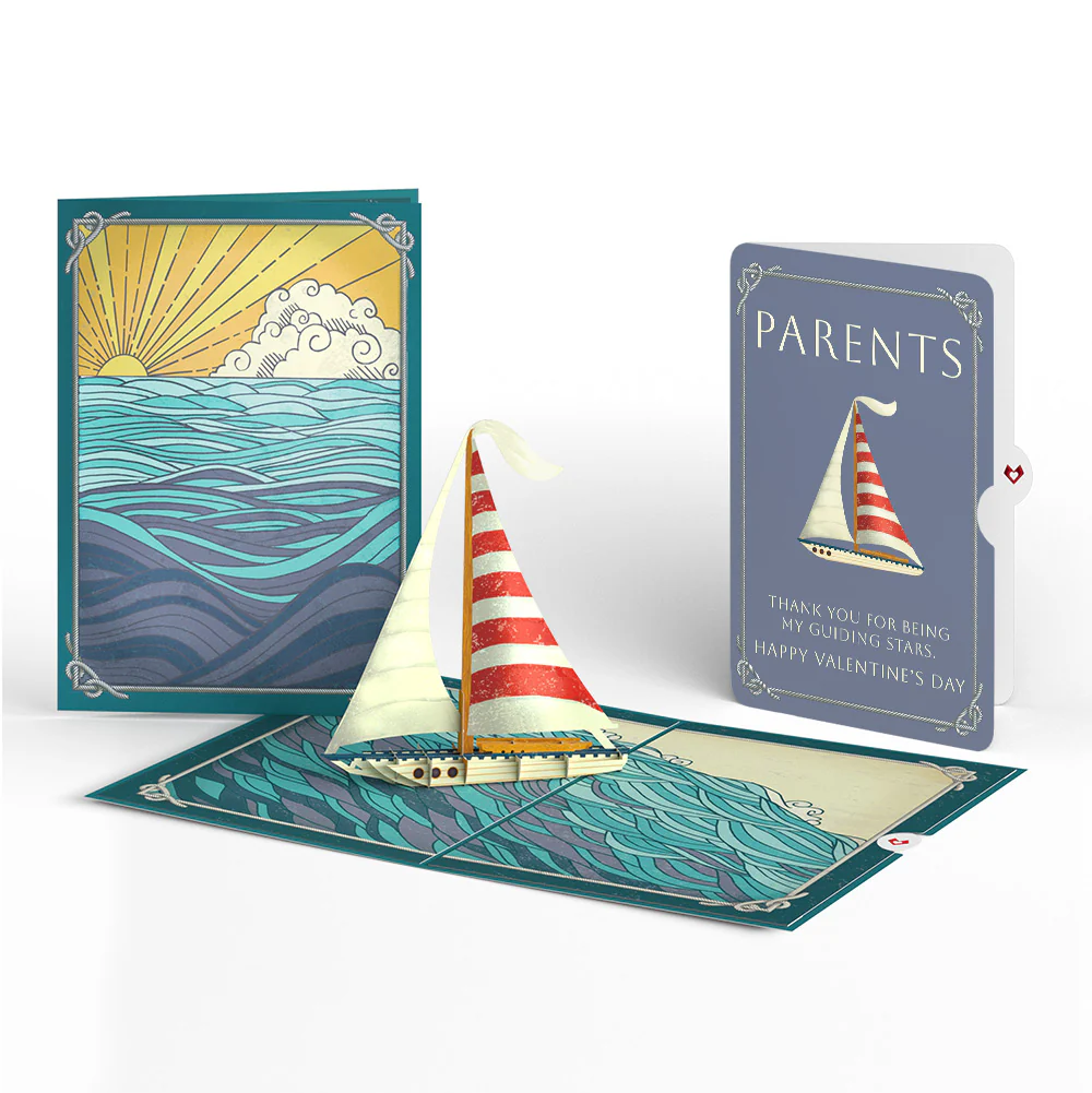 Sailboat on the Horizon Valentine Pop-Up Card and Sentiment Set for Parents