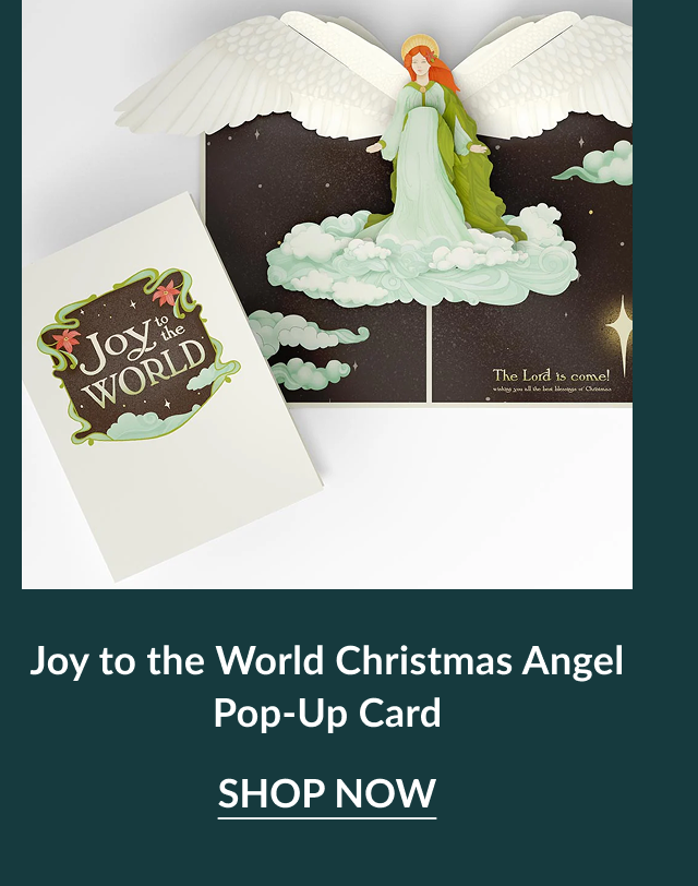Joy to the World Christmas Angel pop-up card with clouds and wings