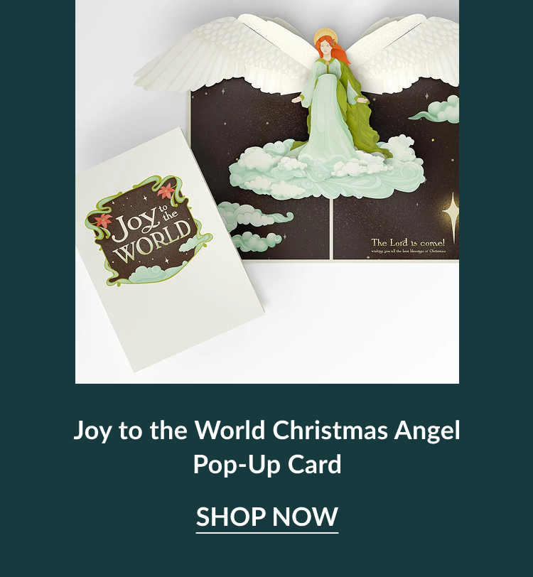 Joy to the World Christmas Angel pop-up card with clouds and wings