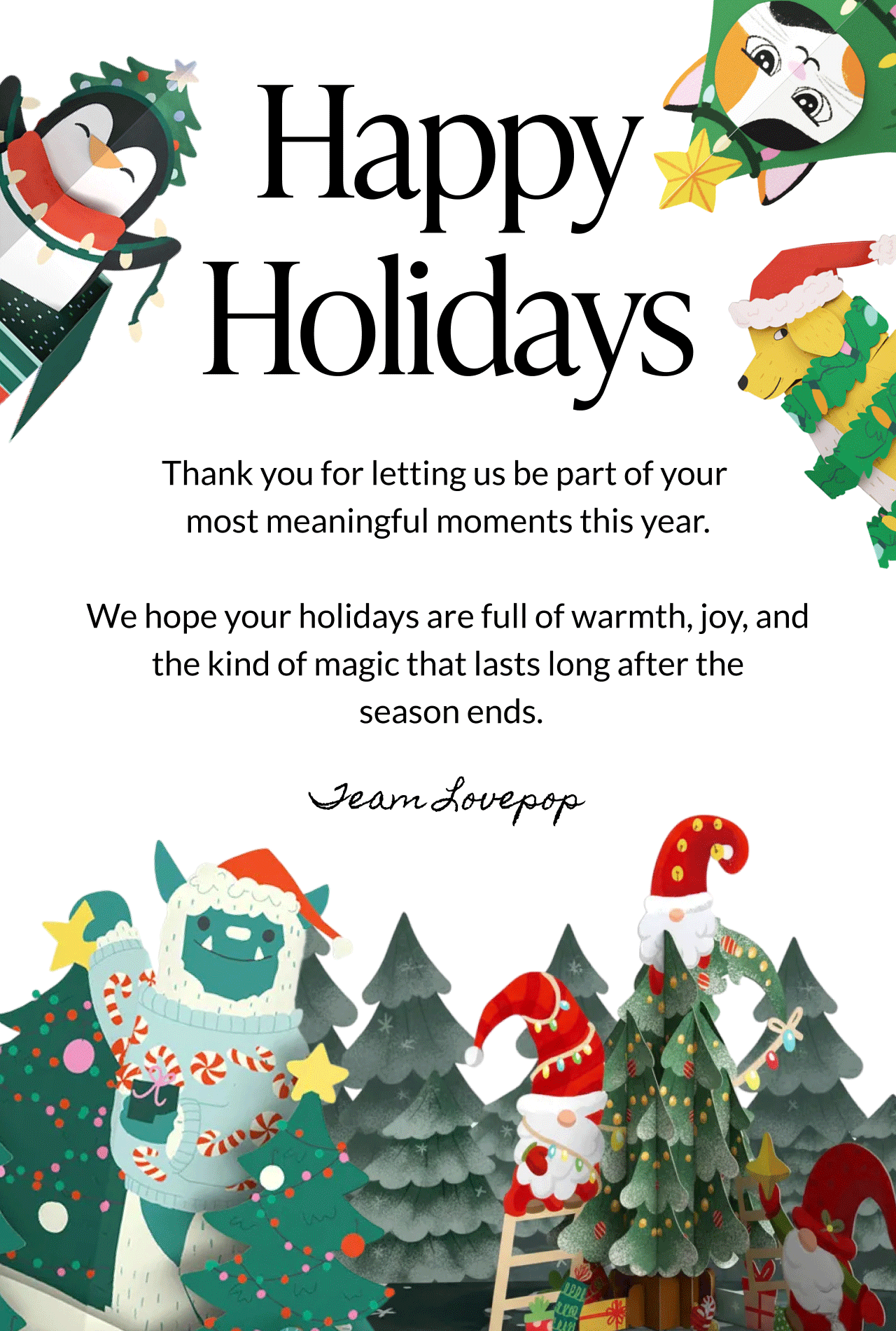 Cyber Monday last call graphic with large colorful $5 Deals headline, ‘End at midnight’ message, red Shop Now button, and illustration of a teal and gold alarm clock on a dark purple background with white confetti accents.