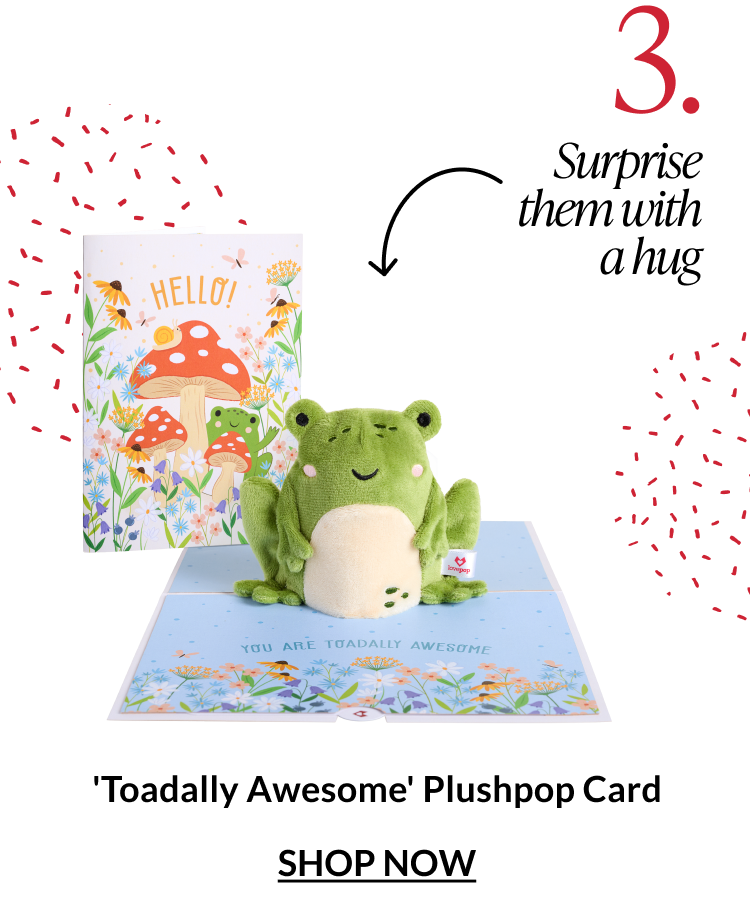 Toadally Awesome plushpop card featuring a removable plush frog inside a floral card