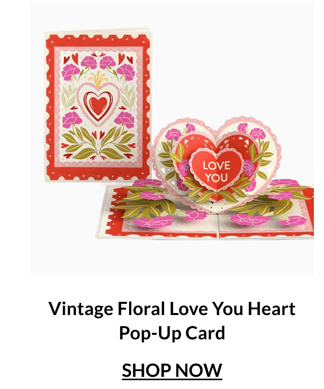 Vintage Floral Love You Heart pop-up card with layered heart and floral design