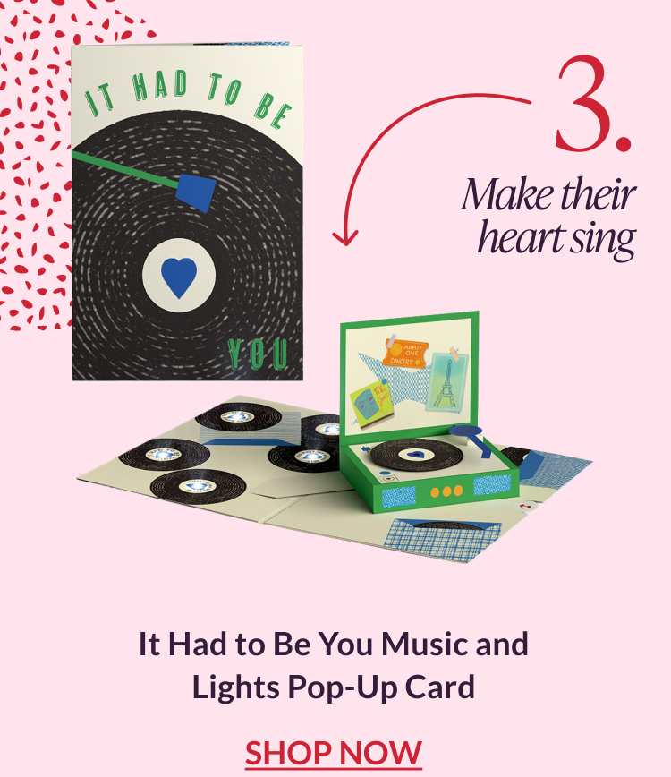 It Had to Be You music and lights pop-up card with record player design and vinyl records