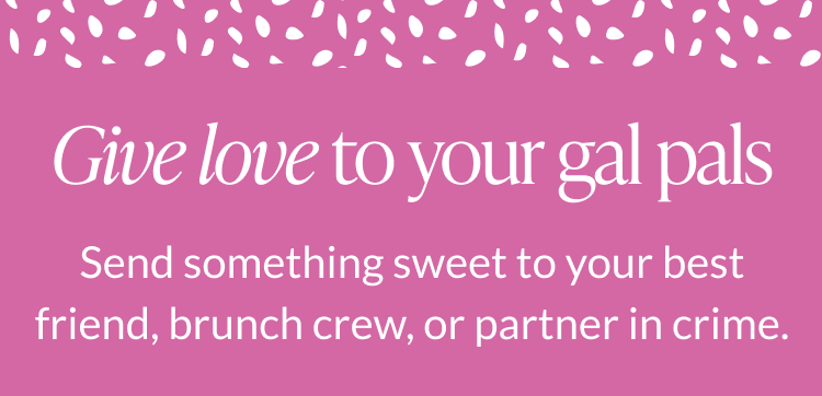Give love to your gal pals message on pink background with decorative pattern