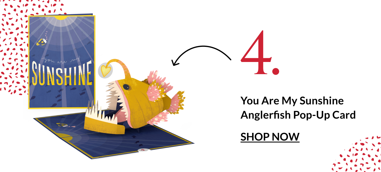 Anglerfish-themed Valentine pop-up card with lights
