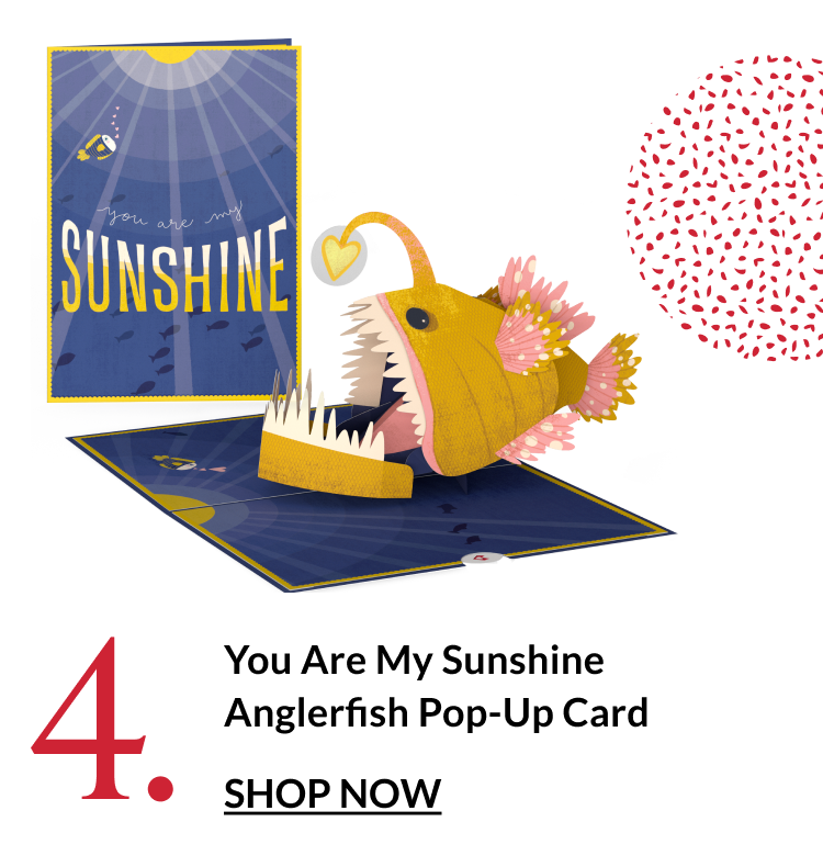 Anglerfish-themed Valentine pop-up card with lights