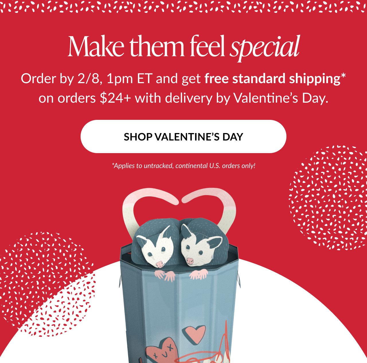 Funny possum Valentine pop-up card reminder
