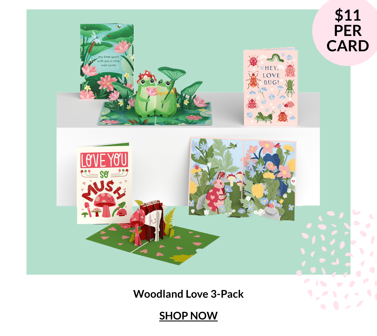 Woodland themed Valentine’s Day greeting card pack