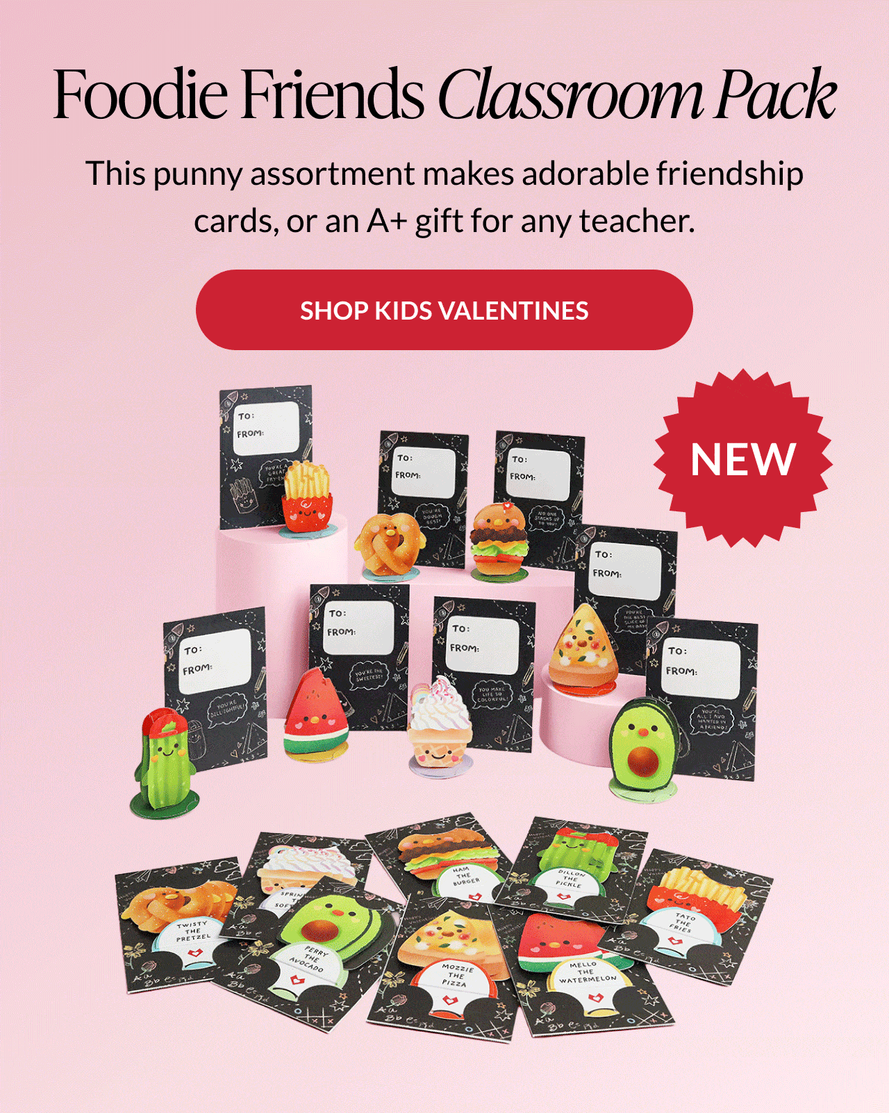 Foodie Friends Valentine’s Day classroom card pack