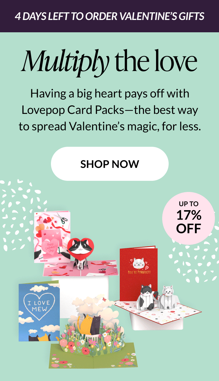 Assorted Valentine’s Day greeting card packs displayed together