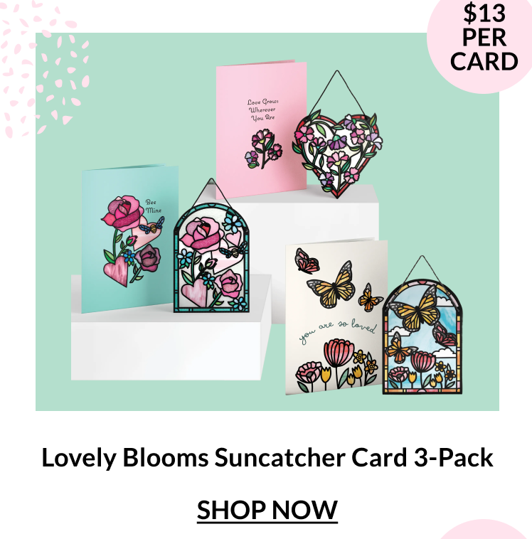 Lovely Blooms suncatcher style Valentine’s Day card pack