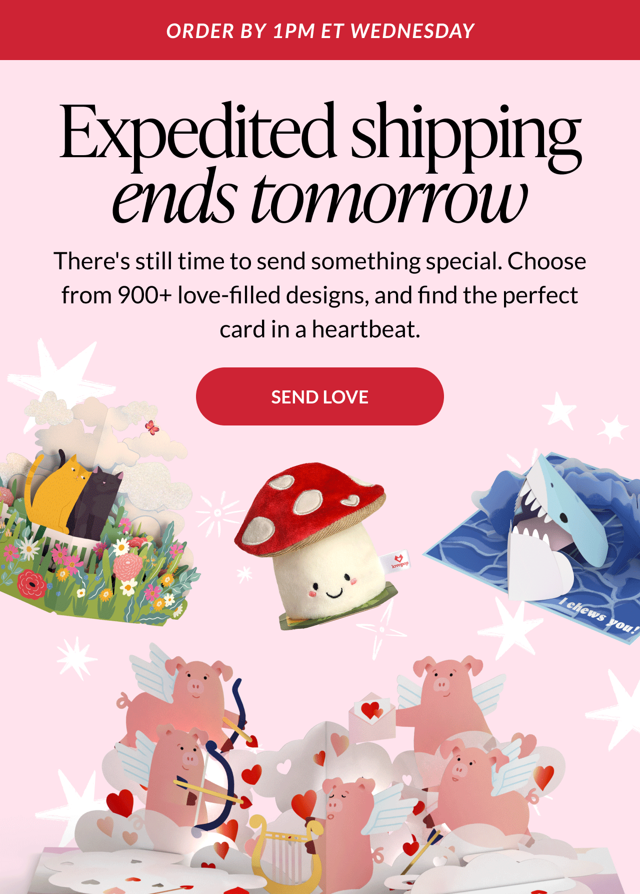 Lovepop pop-up greeting cards displayed on a light background