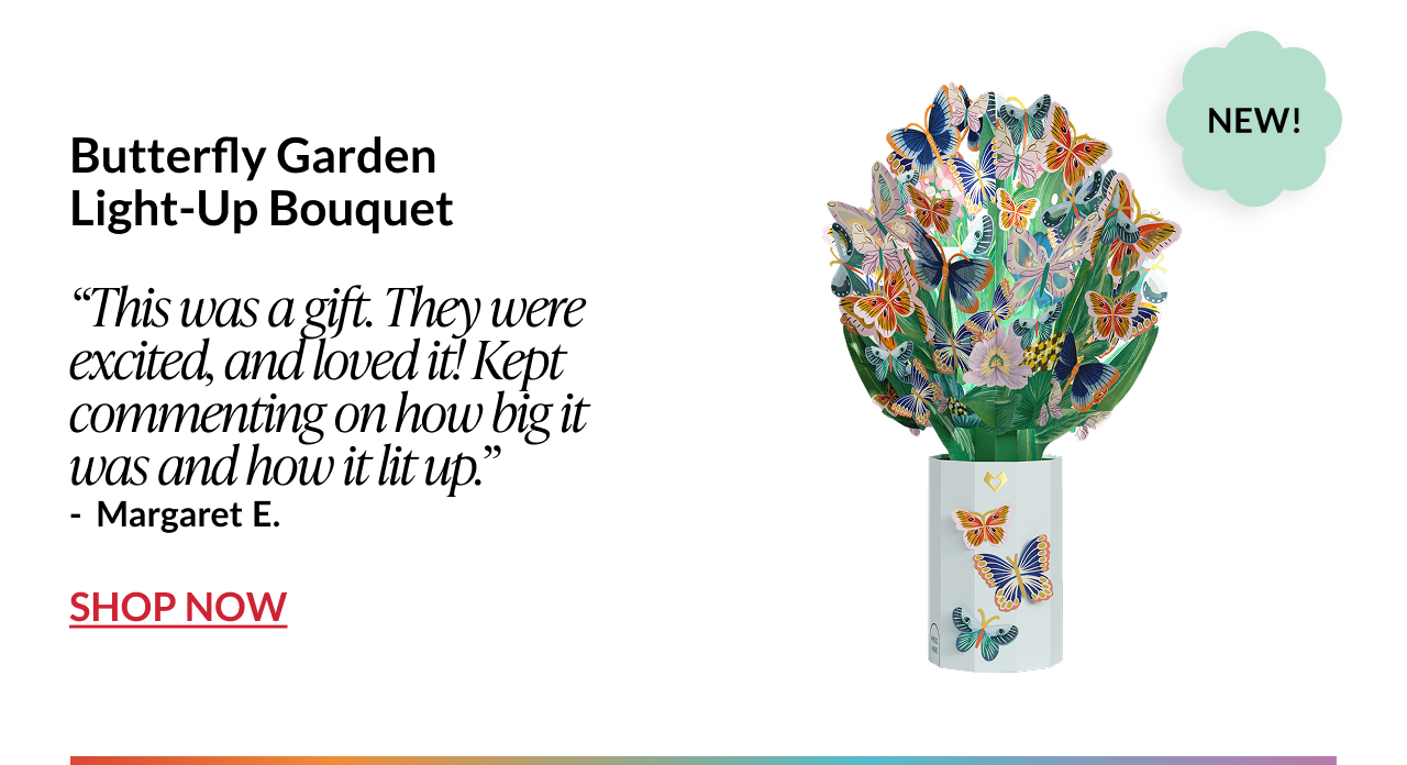Butterfly garden light-up bouquet with colorful floral display