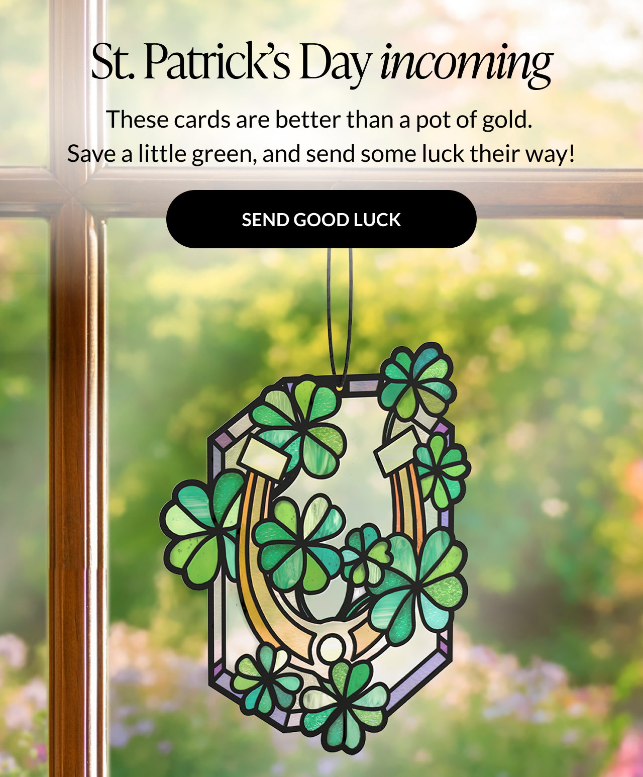 St. Patrick’s Day greeting cards with shamrock imagery