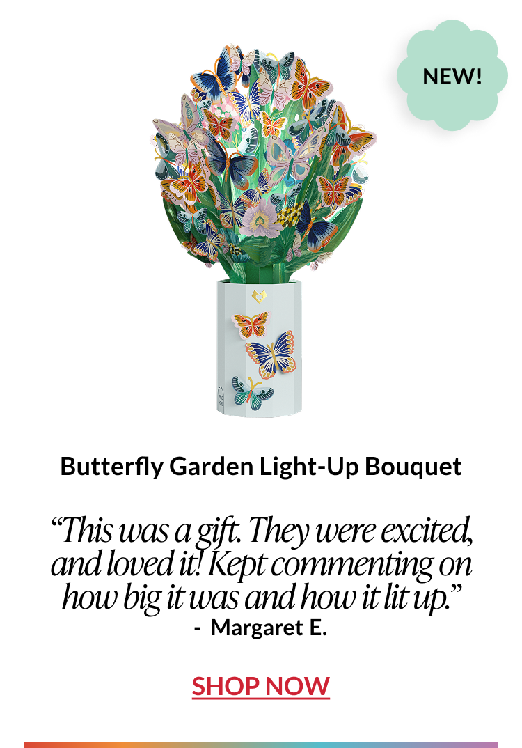 Butterfly garden light-up bouquet with colorful floral display