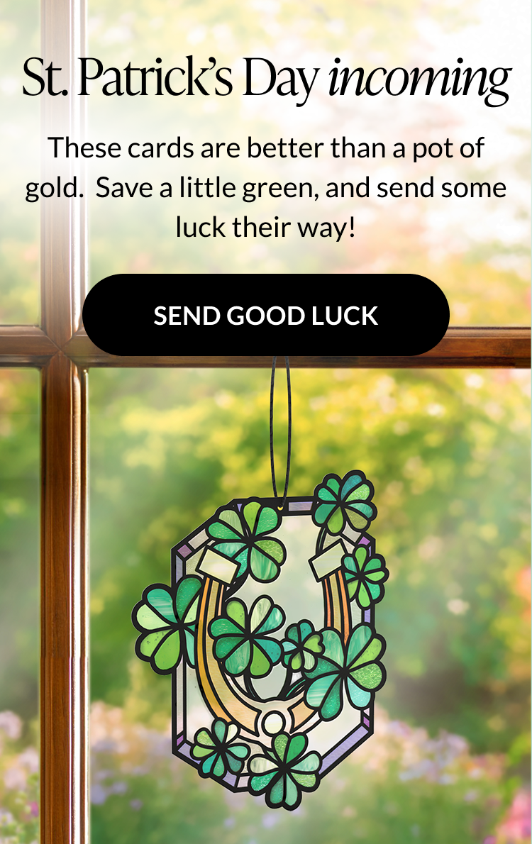 St. Patrick’s Day greeting cards with shamrock imagery