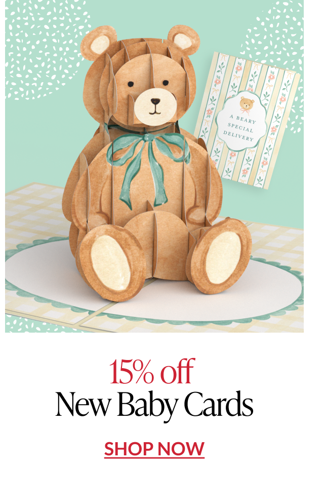 New baby greeting cards with playful and gentle artwork